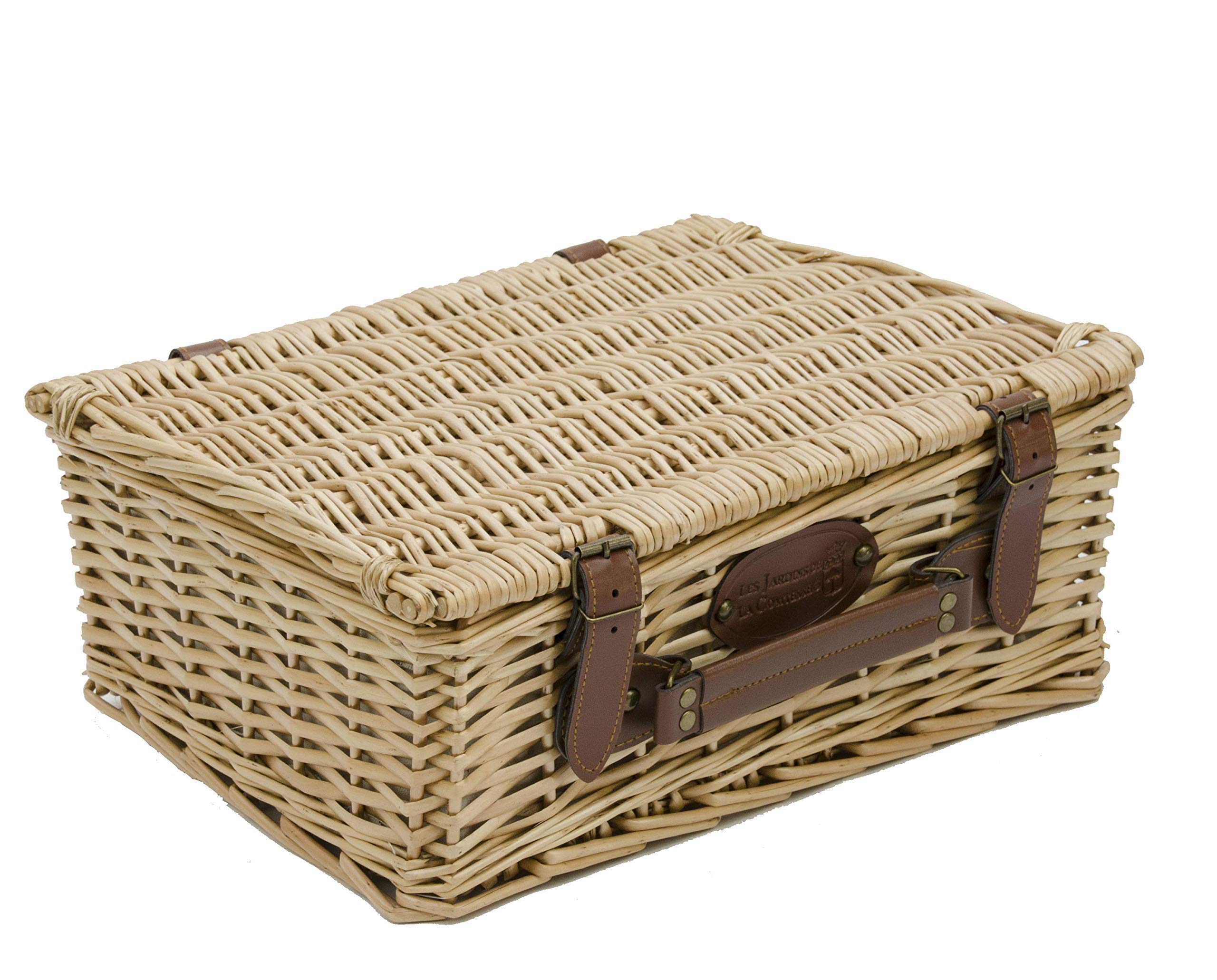 Les Jardins de la Comtesse - Cestino di vimini vuoto con tessuto beige - Dimensioni: 39x29x15cm