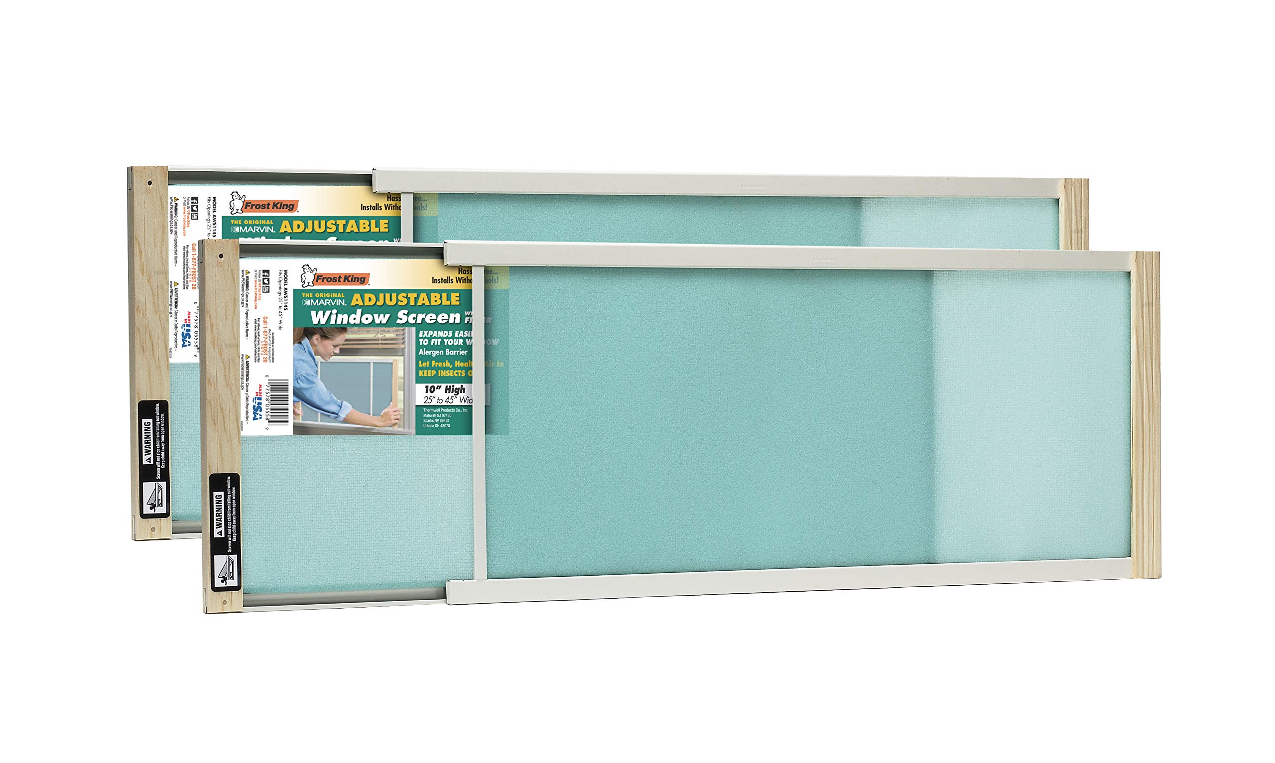 Frost King 2AWS1145 WB Marvin Adjustable Window Screen, 10" high, fits 25 - 45" wide, 2-Pack