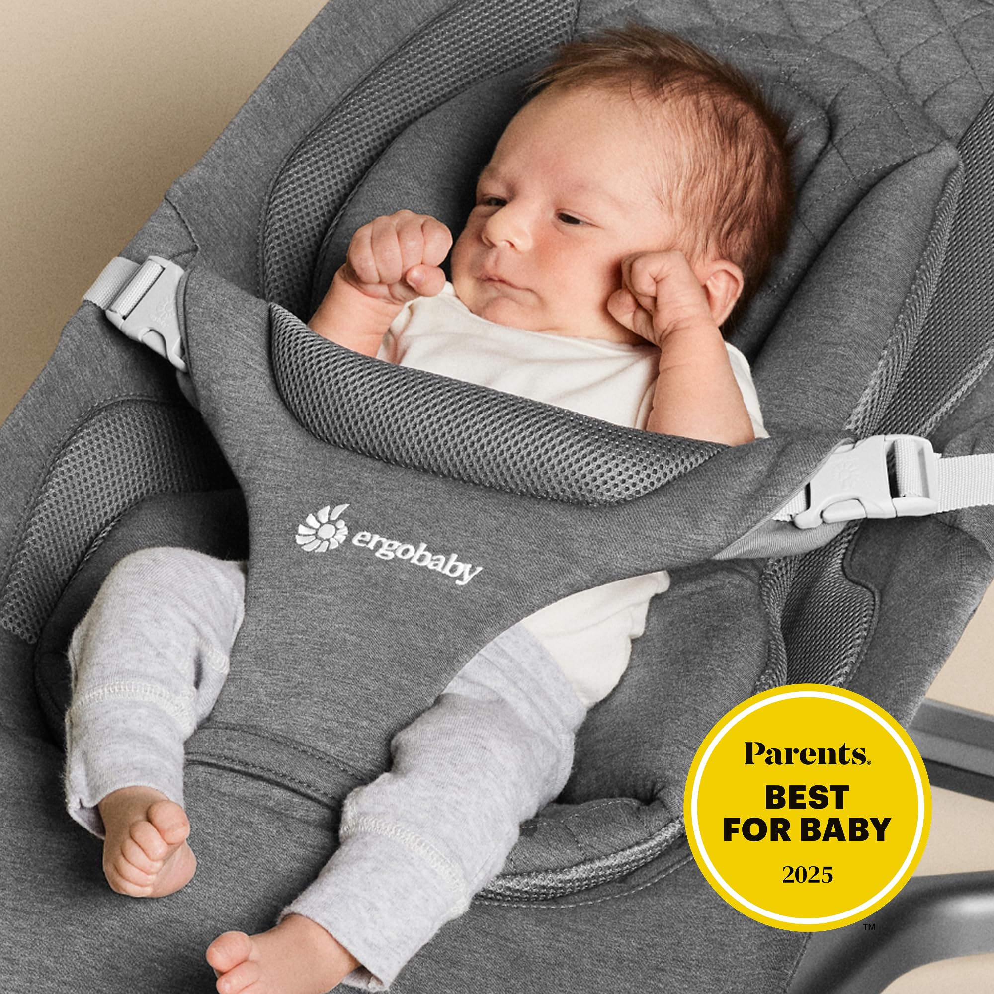 Ergobaby Evolve 3-in-1 Bouncer, Adjustable Multi Position Baby Bouncer Seat, Fits Newborn to Toddler, Charcoal Grey - 3