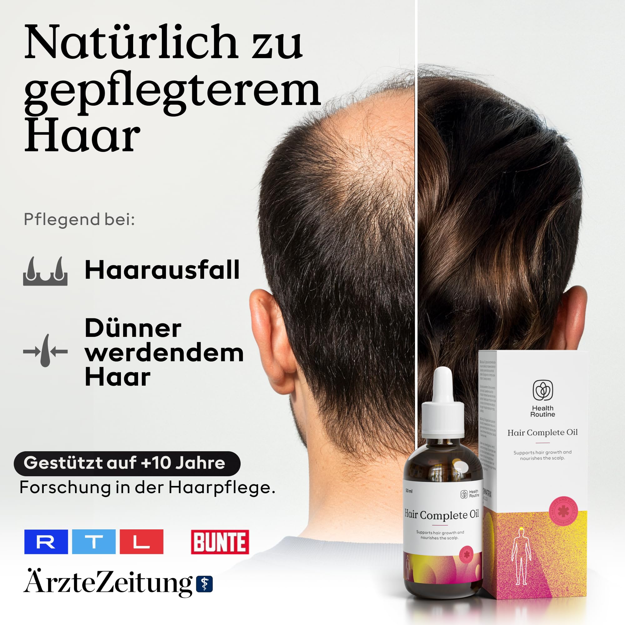 Health Routine Hair Complete Oil — Rosmarinöl Haare Pflege 5er Pack | mit Rizinusöl, Pflege zur Haarwachstum Beschleunigen - Fördert Haarwachstum, stärkt Haarstruktur & aktiviert Haarwurzeln