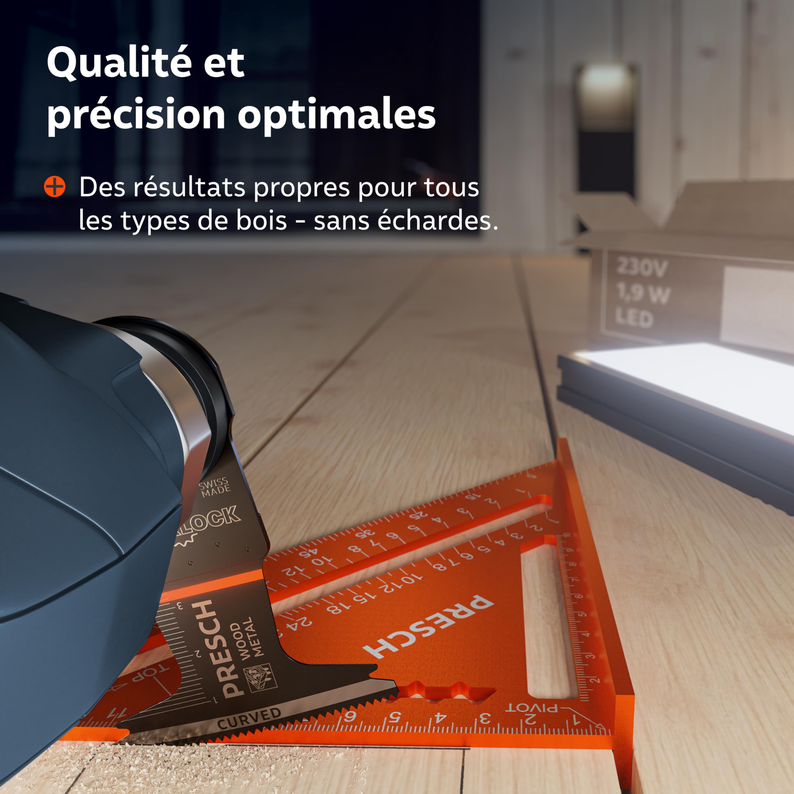 Presch Lame Scie Oscillante Bois et Métal 40x65mm - Lame Starlock pour changement sans outil - Dents BI pointues & design Curved-Tec pour résultats précis - Lame Outil Multifonction