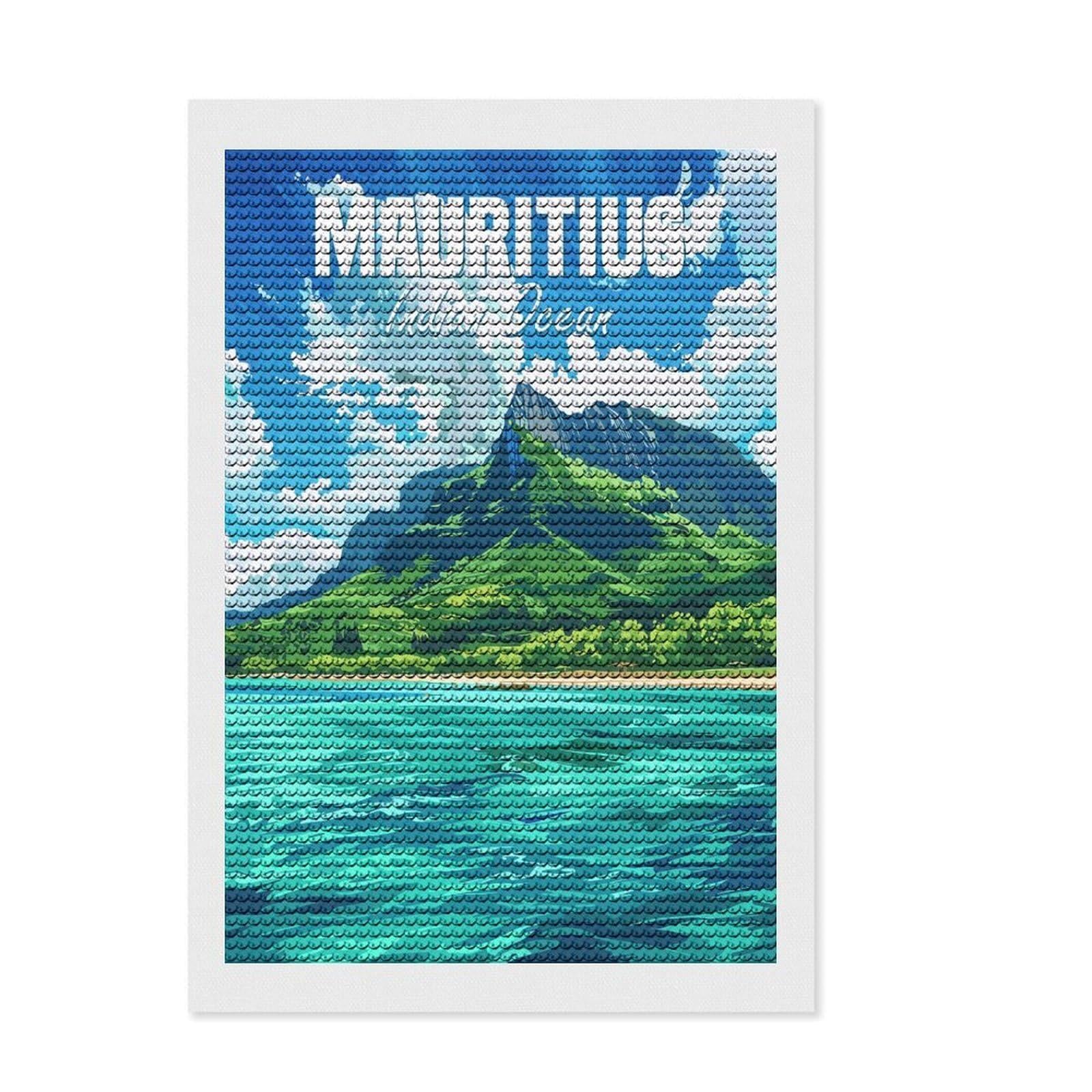 Junmoney Mauritius Diamond Painting Set 8"x12", for Craft Lovers, Creative Leisure Activity, Farmhouse Decor, Holiday Gift Idea