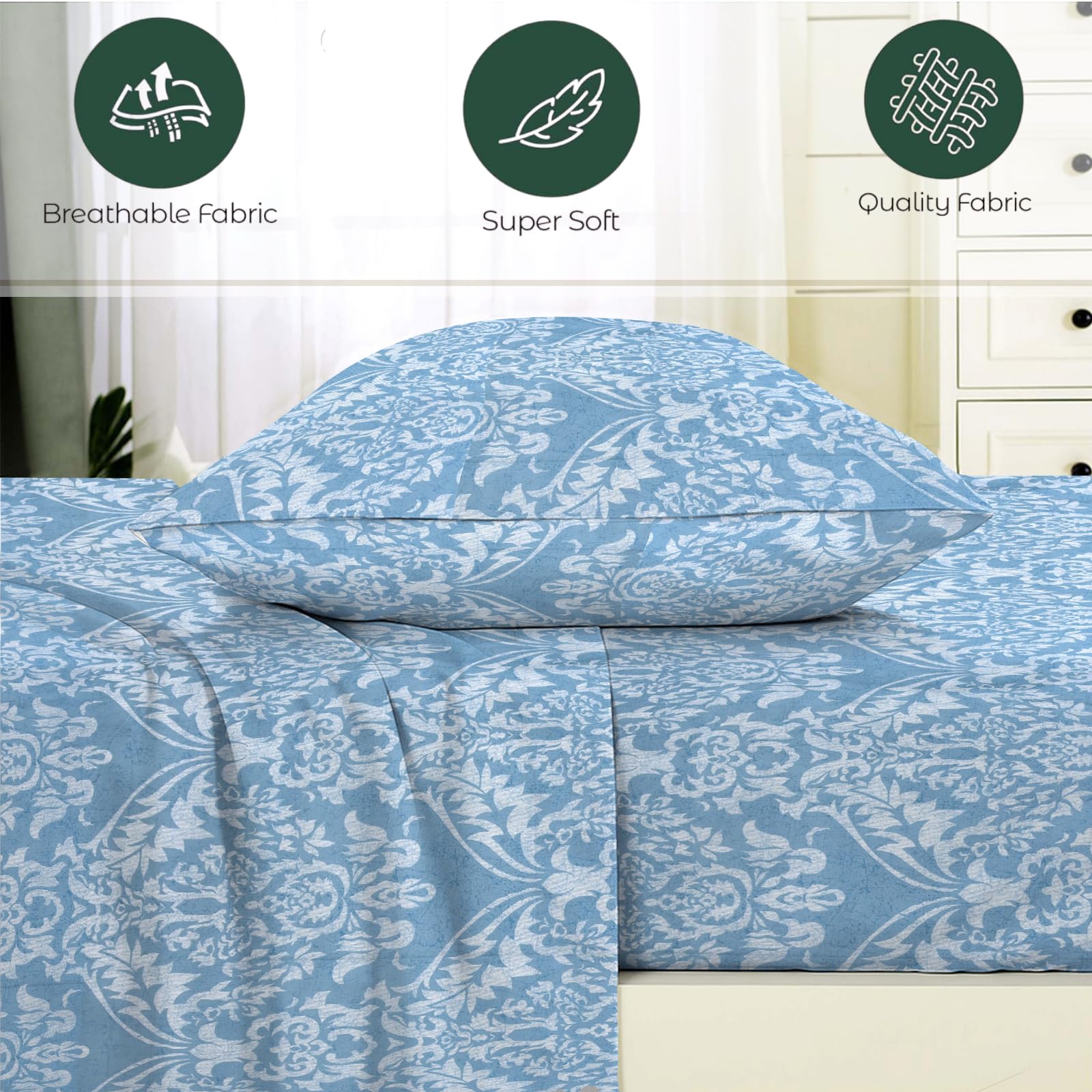 EverSoft Bedding Pack of 4 Pillowcases 50x75cm Soft Pillow Cases, Wrinkle Free Easy Care Pillow Covers - Image 4