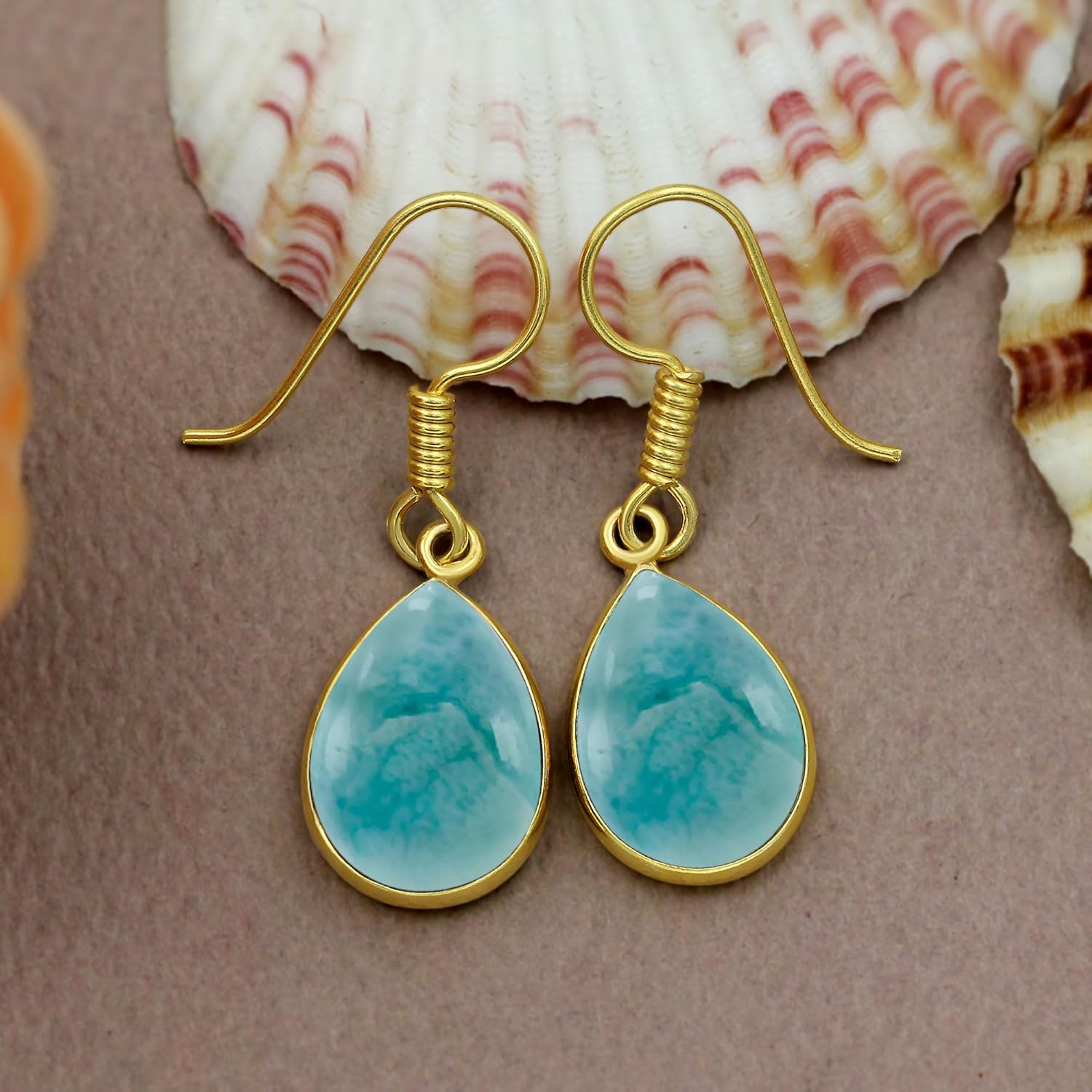 14K Yellow Gold Plated & Silver Plated Natural Gemstone Dangle Earrings for Women - Pear Shape Light Weight Trendy Birthstone Handmade Dangle & Drop Earrings Jewelry - Gifts for Her