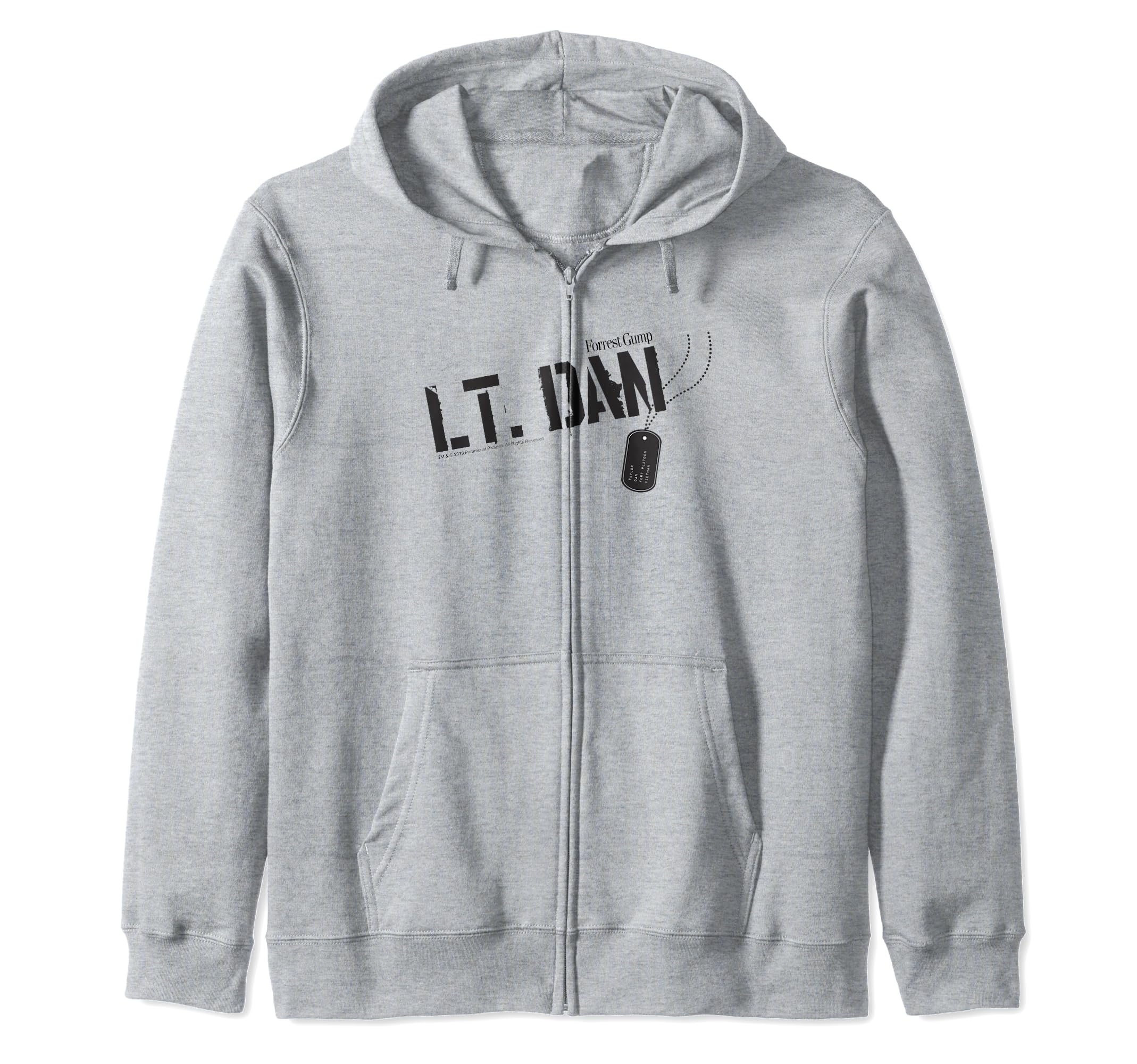 Forrest Gump Lt. Dan Dog Tag Zip Hoodie, Grey