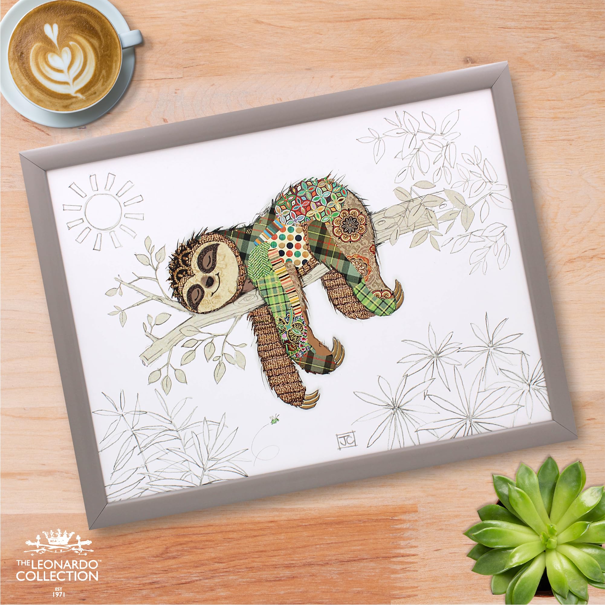 Lesser & Pavey Bug Art Simon Sloth - Bandeja de Regazo con Bolsa de Frijoles para Servir Platos, Bonitas bandejas de Regazo para Comer en el Regazo para la Cena o el Desayuno, bandejas de Comida de