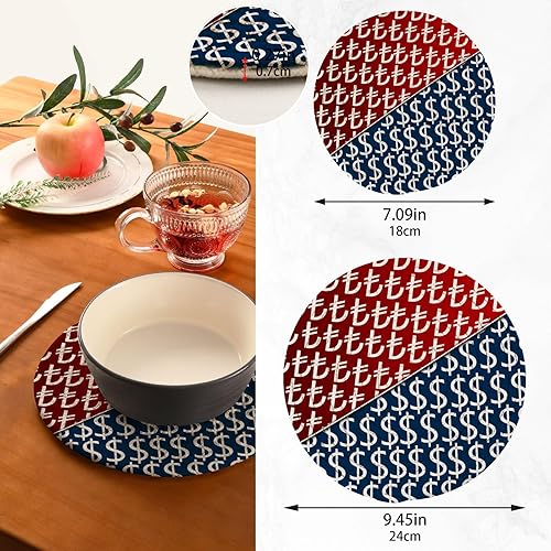 Miniatura 2 de Us Dollar Trivet Pot Holder Turkish Lira Round Woven Potholders Set Kitchen Placemats 2PCS Cotton Rope Table Hot Pads Stylish Coasters Heat