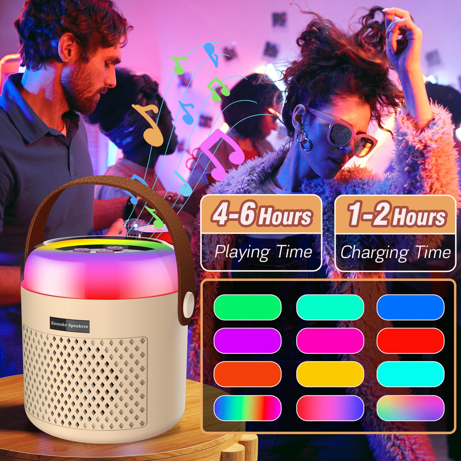 Macchina Karaoke Portatile Gindoly | Con 2 Microfoni Wireless E Luci LED | Per Bambini E Adulti