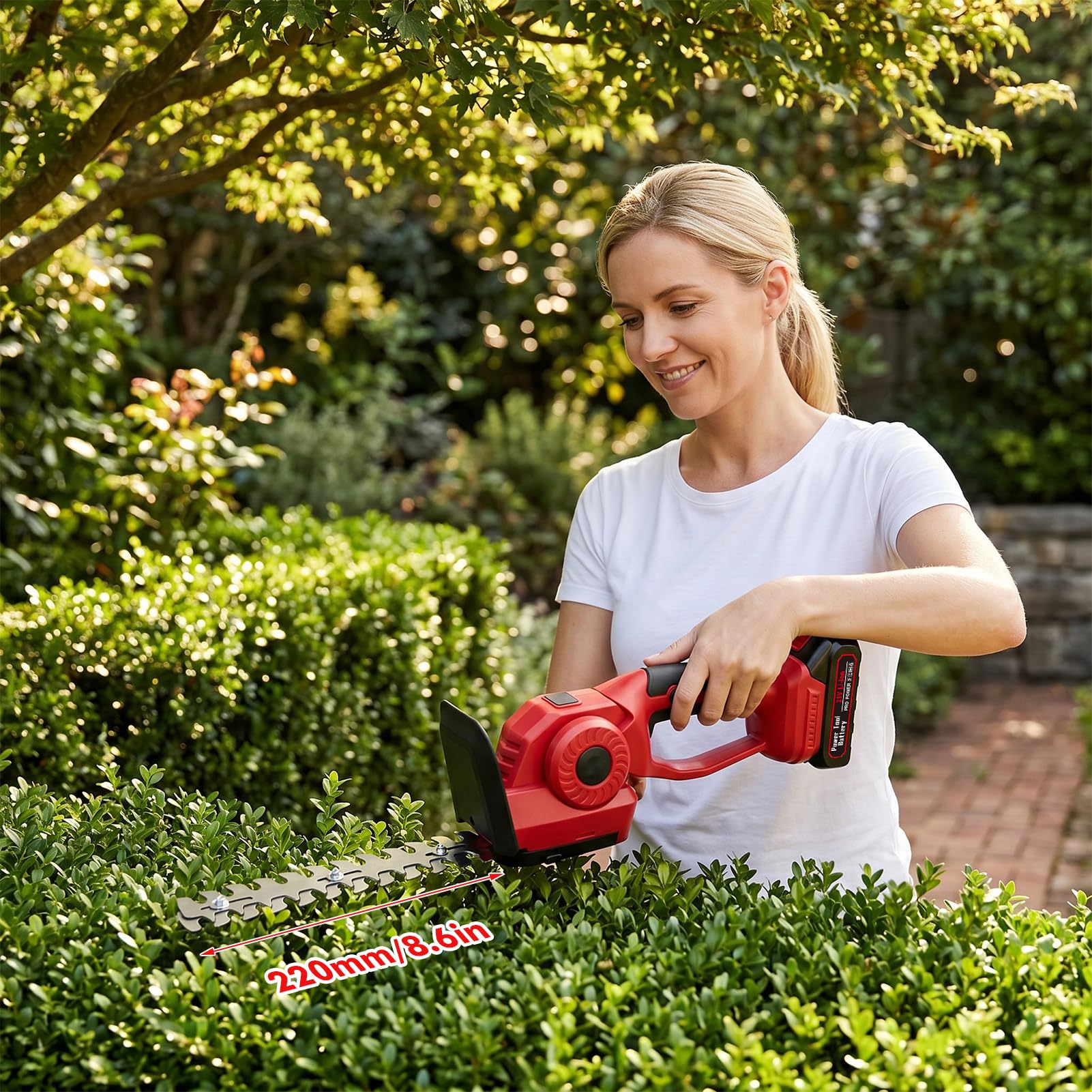 Tijera CortacéSped Y Arreglasetos, 2 En 1 Cortasetos Bateria Y Tijera Corta Cesped con 2 BateríAs De 1500mah 21v, Corta Setos Jardin Electrico Desbrozadora con 2 Cuchillas 220mm /135mm