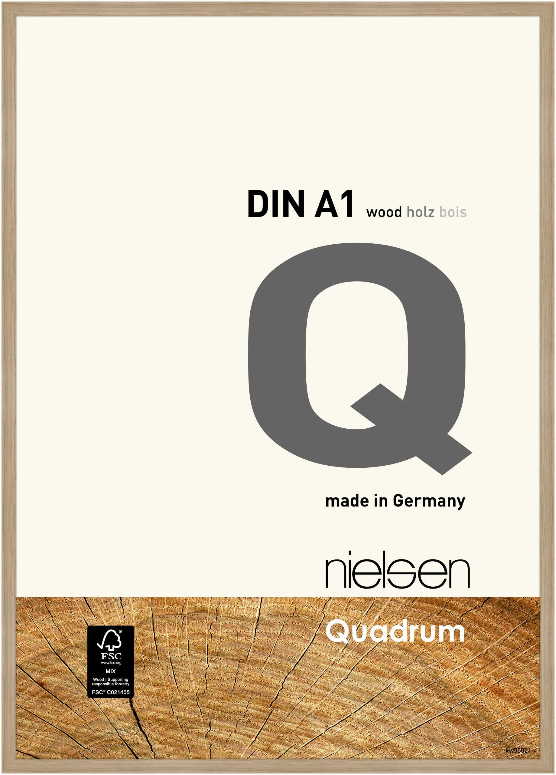nielsen Quadrum Wooden Picture Frame - Oak Natural A1, 59.4x84.1cm - with Float Glass and Easy Push-Turn Clips - for Photos and Art