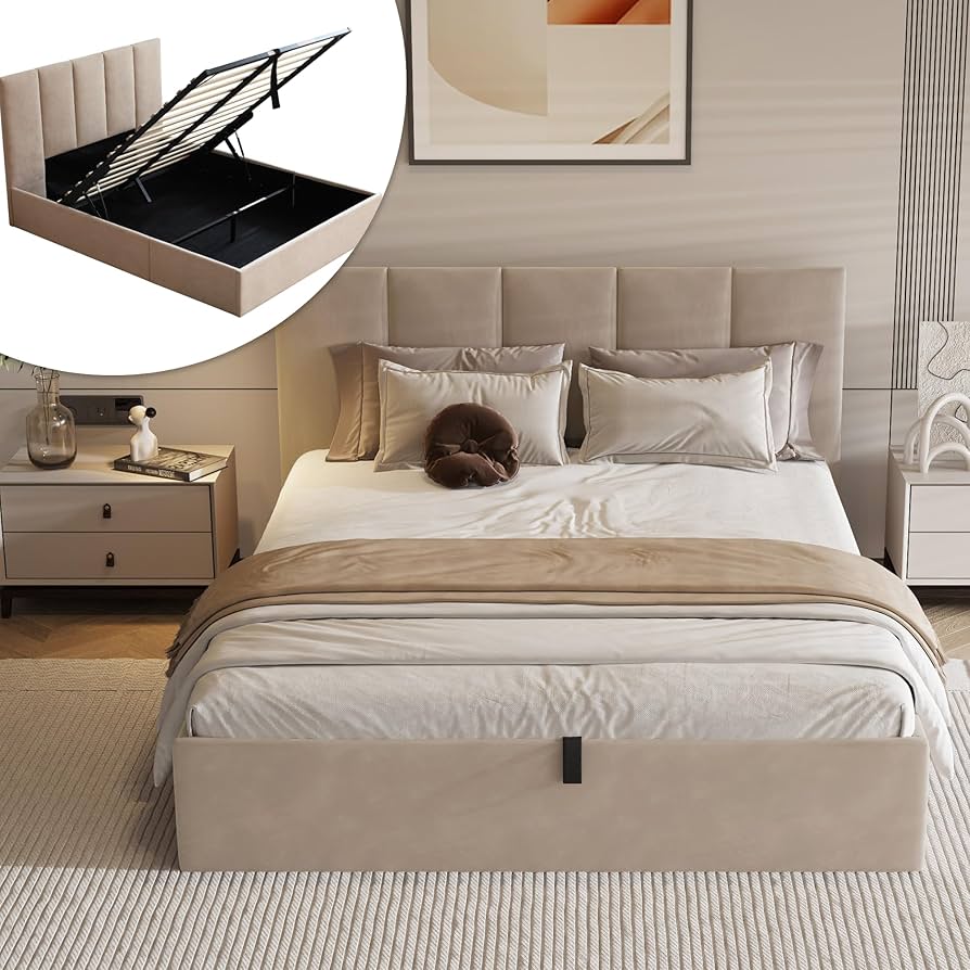 Amazon.com: VELOCAVA Full Size Lift-Up Storage Bed Frame