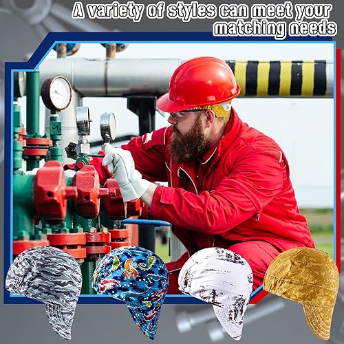 Miniatura 5 de 4 gorras de soldadura, resistentes al fuego, de algodón, para hombres y mujeres, para soldadores, sombreros de malla de absorción de sudor, forro