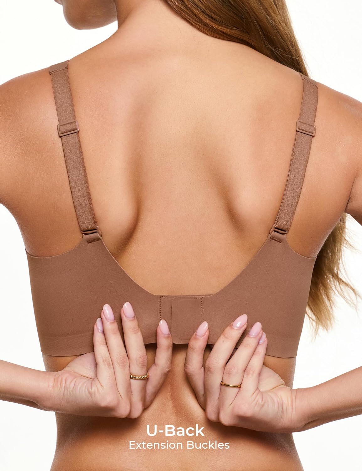 No Underwire Bras, Deep V Push Up Wireless Plunge Bras for Women Seamless Supportive Bralettes Chocolate - Image 5