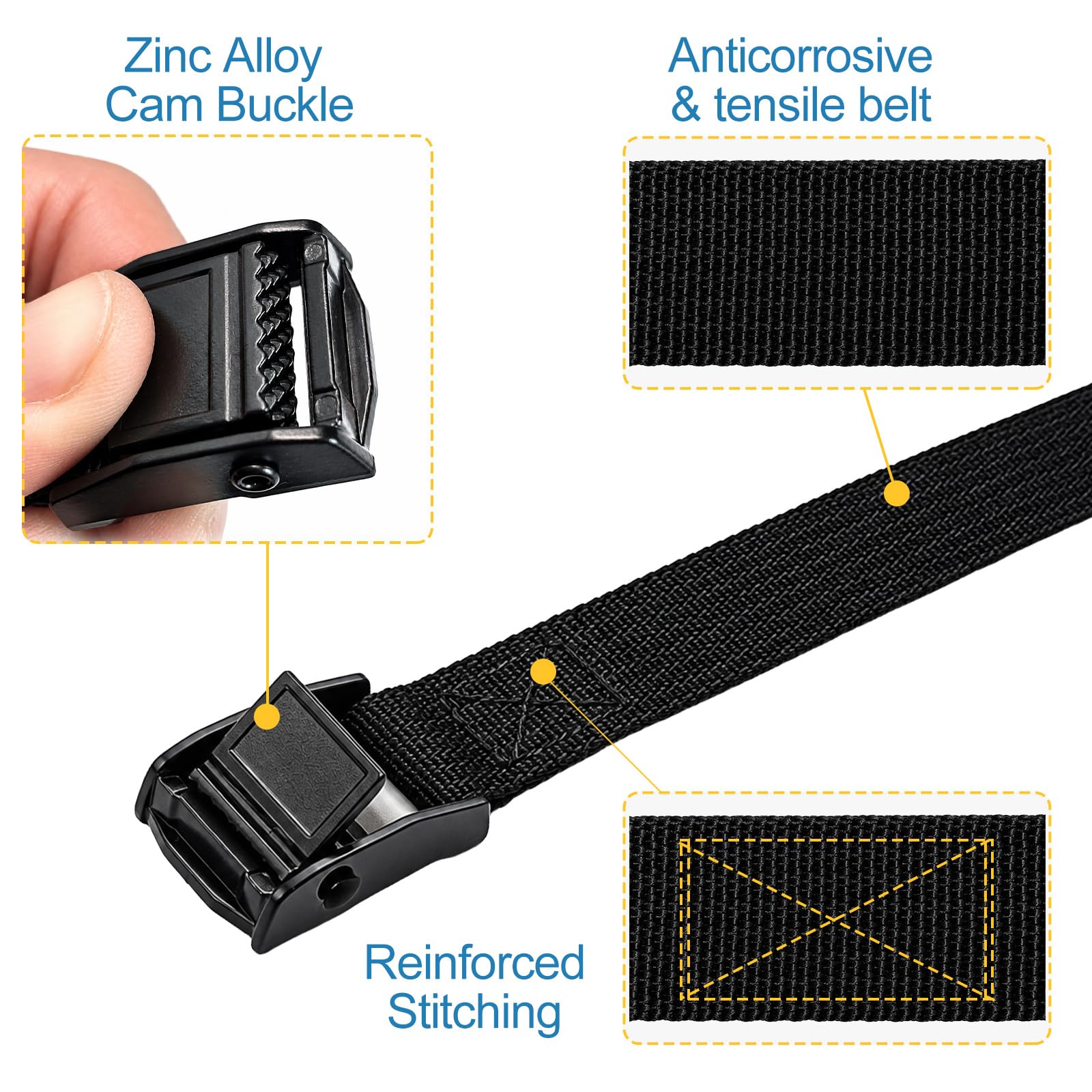 Cam Buckle Straps - 4 Pack, Secure Your Cargo -2 Cam Buckle Straps - 4 Pack, Secure Your Cargo -2