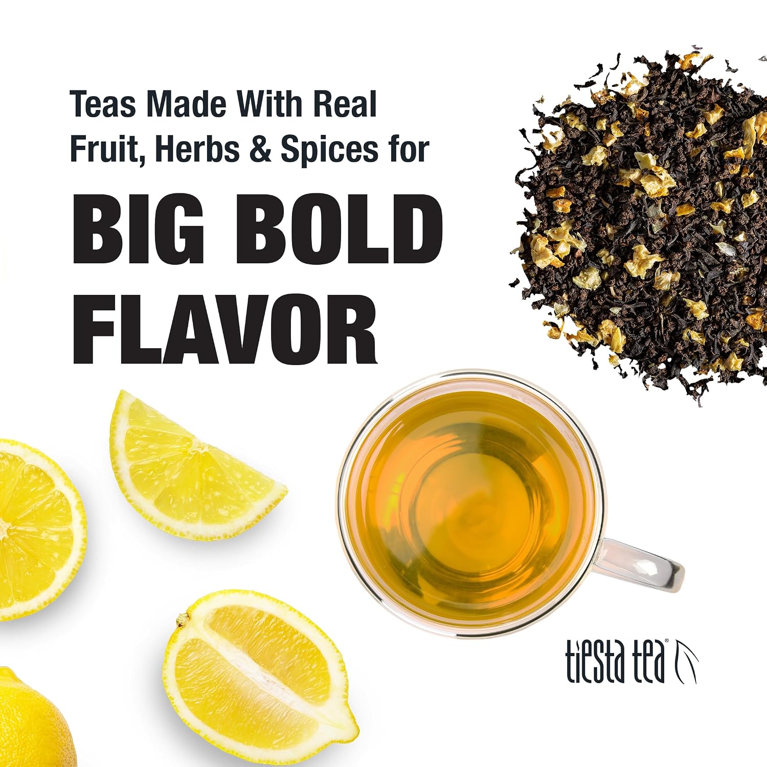 Tiesta Tea - Lemon Black Tea, Loose Leaf, Lemon Citrus Black, Premium High Caffeinated Blends, Make Hot or Iced, Brews Up to 200 Cups, 16 Ounce Resealable Bulk Pouch