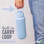 Ello Cooper 22oz Bouteille d'eau en acier inoxydable avec Poignée de paille et de transport, Métal à double paroi et à vide, couvercle de verrouillage étanche avec joint en silicone souple, réutilisable, BPA Sans halogène