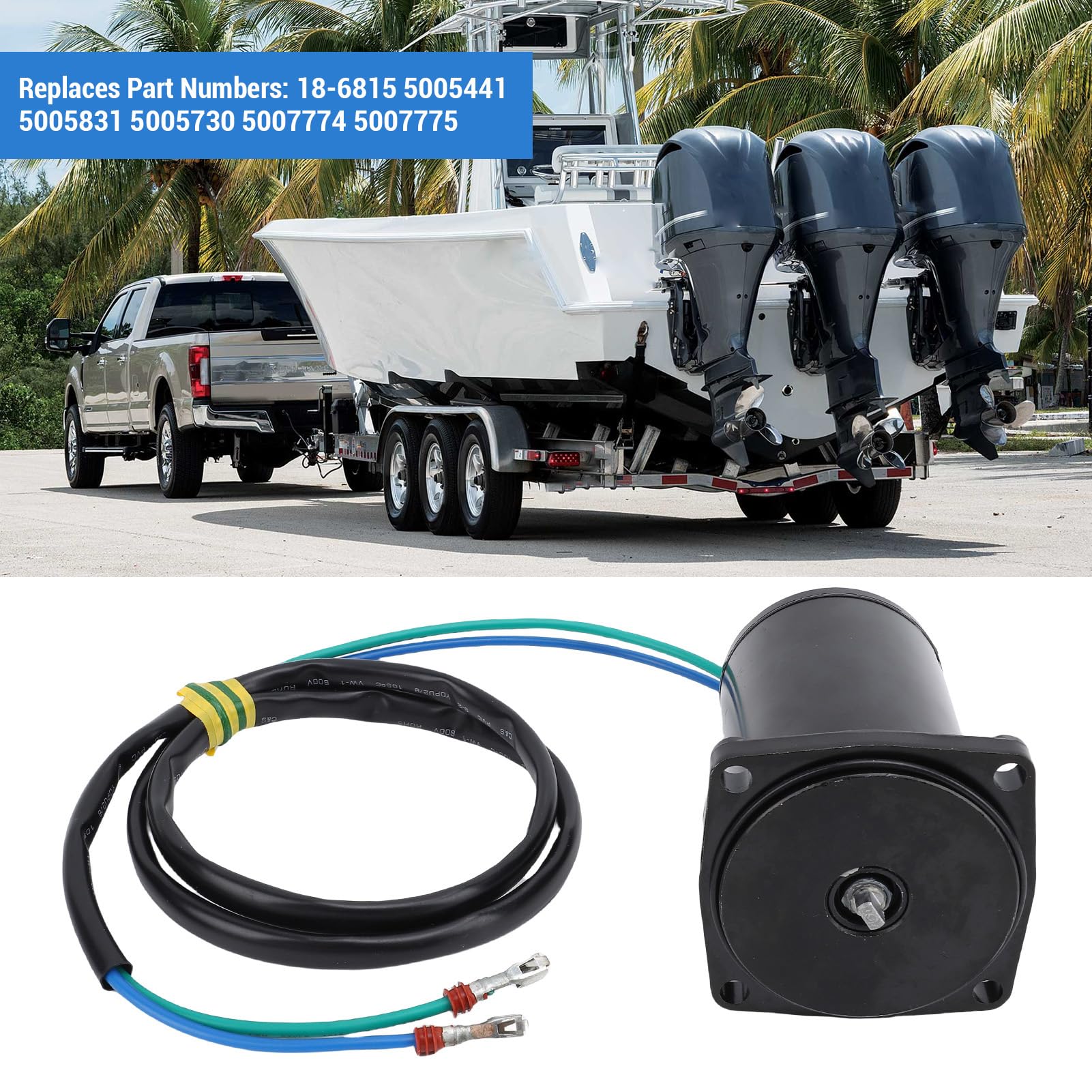 Motor de Garniture Inclinable 12V Réversible Grande Torsion Fast Start 5005831 Remplacement pour Evinrude Outboard 25 à 60 Ch