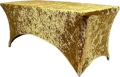 YOUR CHAIR COVERS - Mantel rectangular de terciopelo ajustable de elastano de 6 pies, para patio, mantel elástico, color dorado