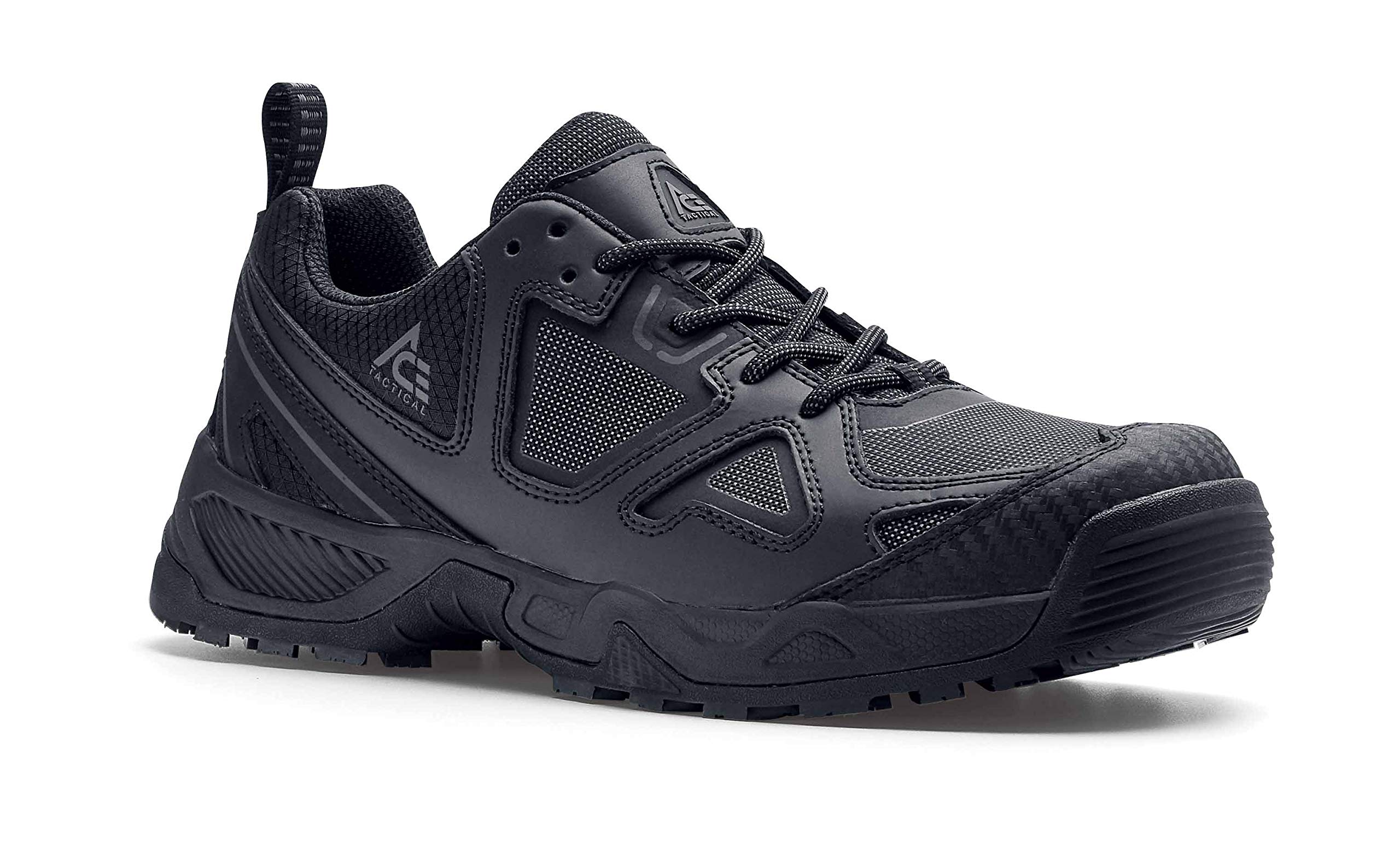 ACE Work Boots by SFC Defender Low, Men's Soft Toe (ST) Slip Resistant Work Boots, Water Resistant, Black, Size 5.5