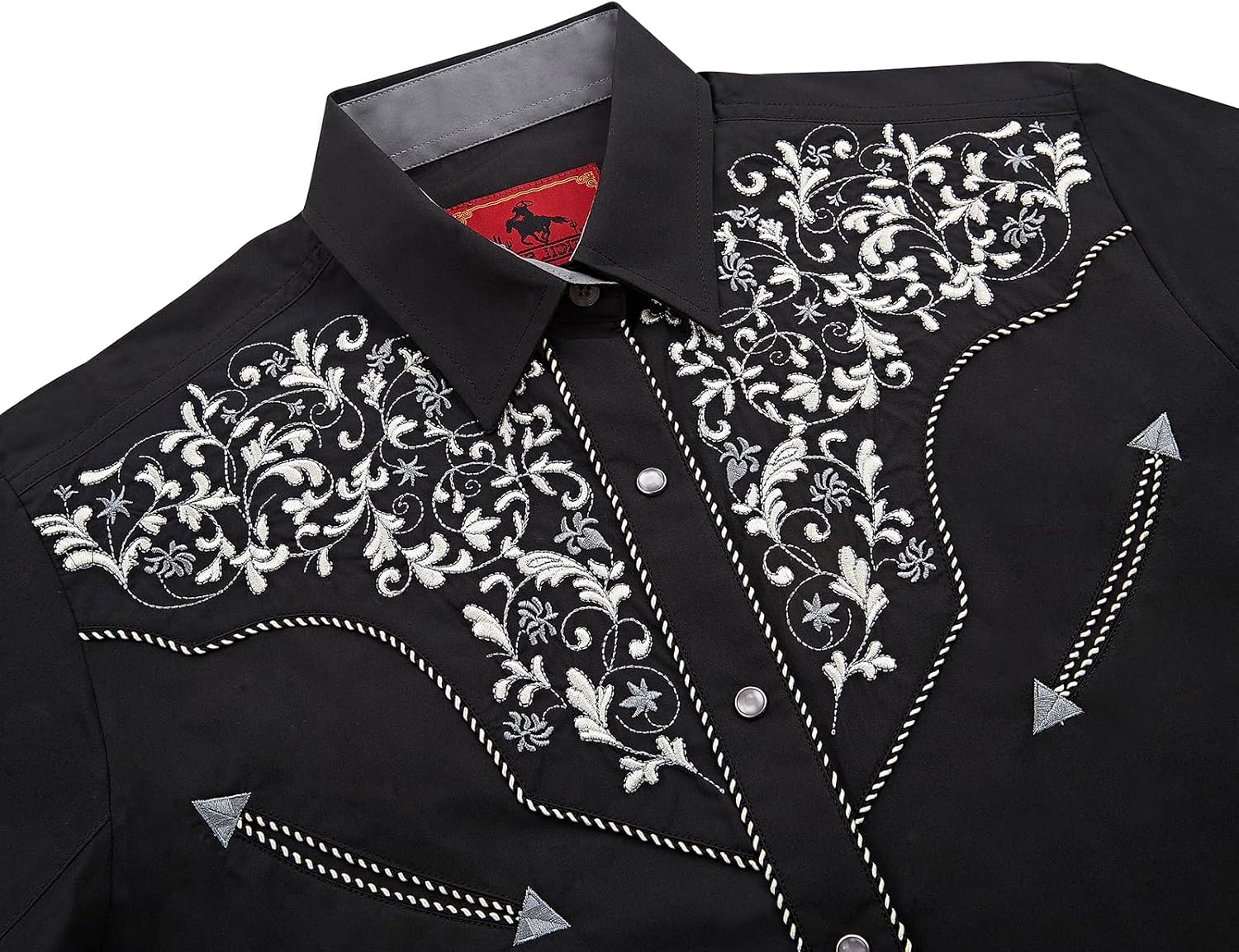 Men's Western Cowboy Shirt Embroidered Long Sleeve Casual Button Down Shirt - Image 2
