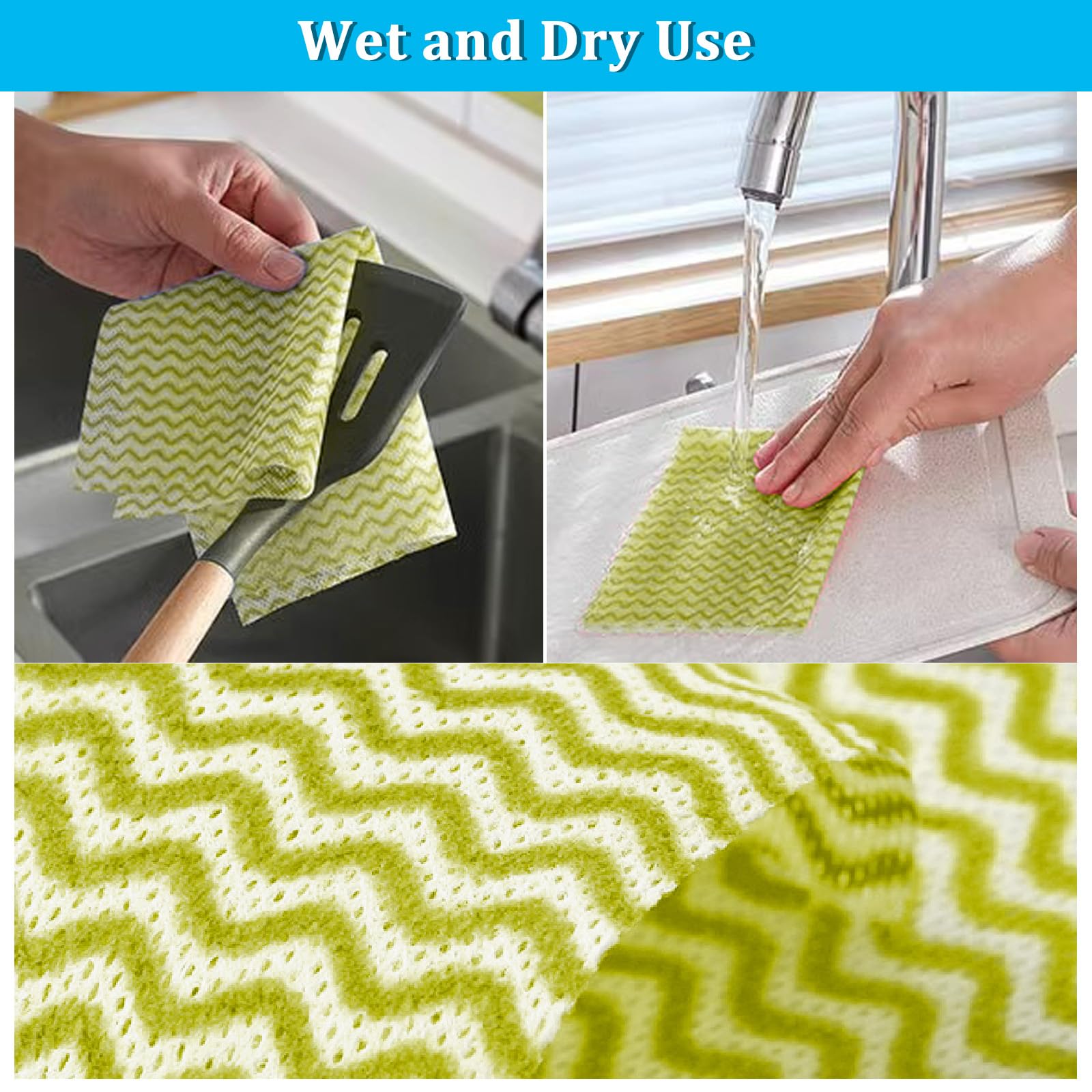 Paños y paños de limpieza reutilizables, toallitas de cocina absorbentes de secado rápido, 50 hojas