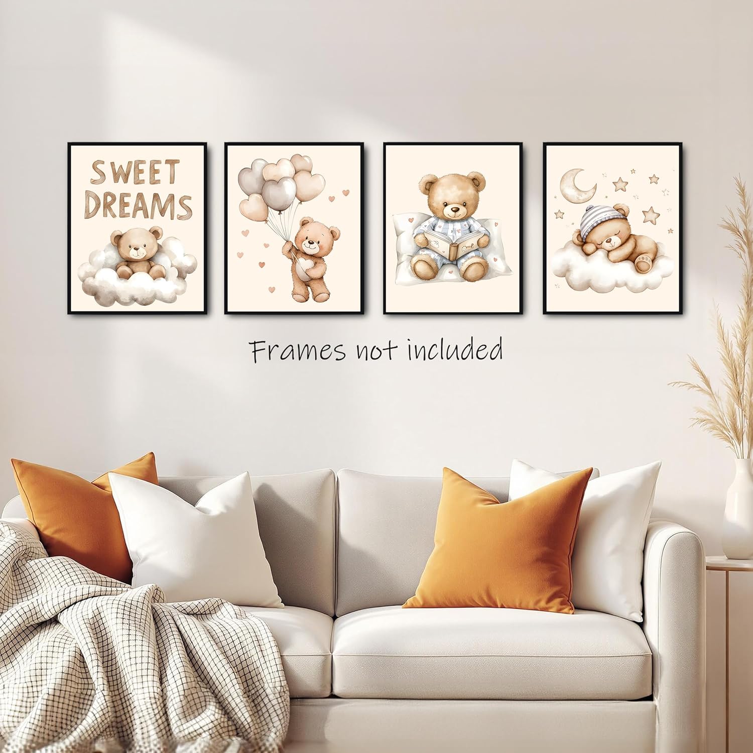 Noaleviax Baby Bear Poster Set - Nursery Bear Theme Decor, Goon Night Kids Room Posters Pictures Wall Art for Bedroom Nursery Toddler Kids Girls Boys Decor, 8x10 Unframed, Set of 4 - Image 3