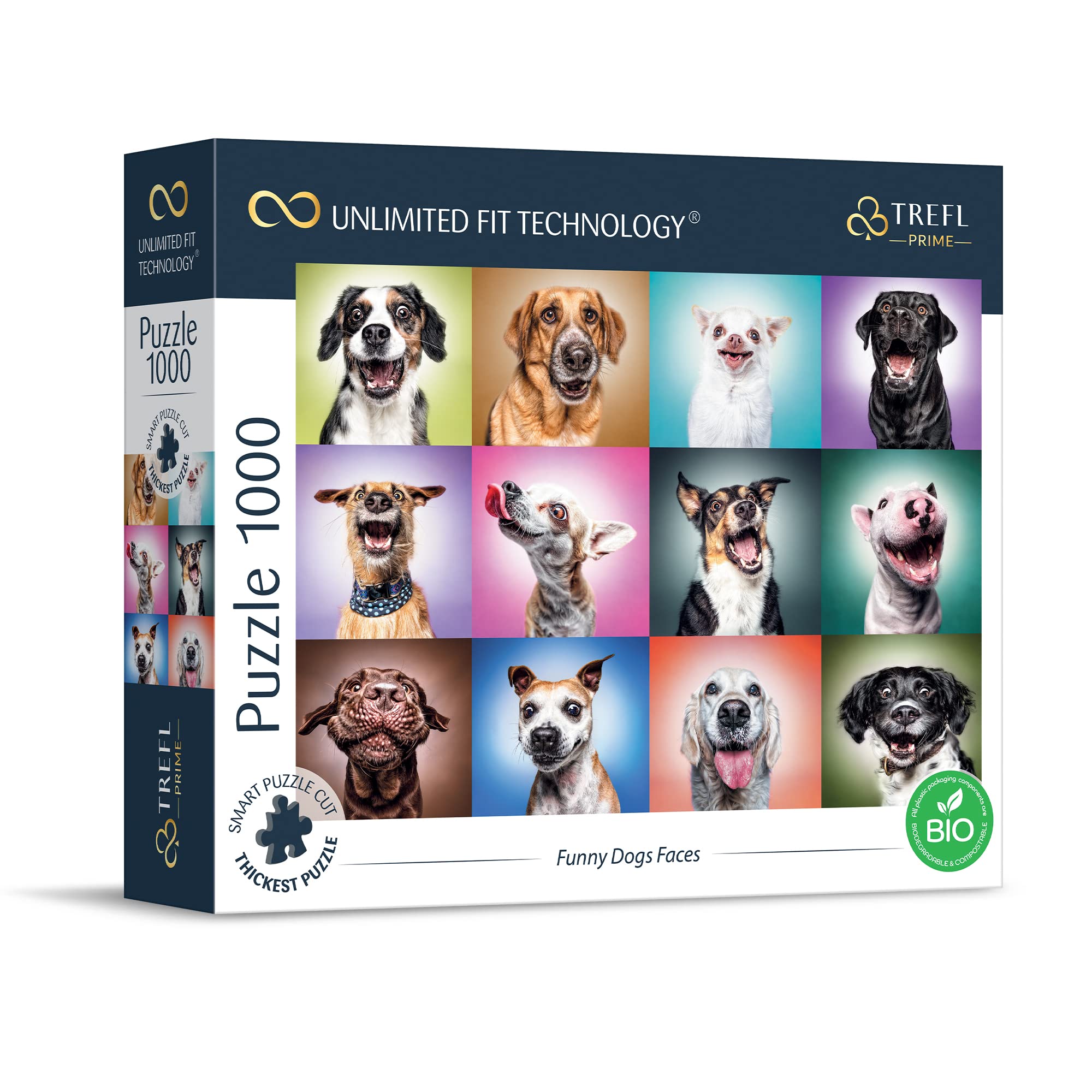 Trefl 10706 1000 Elements, Thickest Cardboard, Organic, Funny Dogs, Dog Portraits, Animals, Collage, Entertainment for Adults and Children from 12 Years, Puzzle Funny Dogs Faces