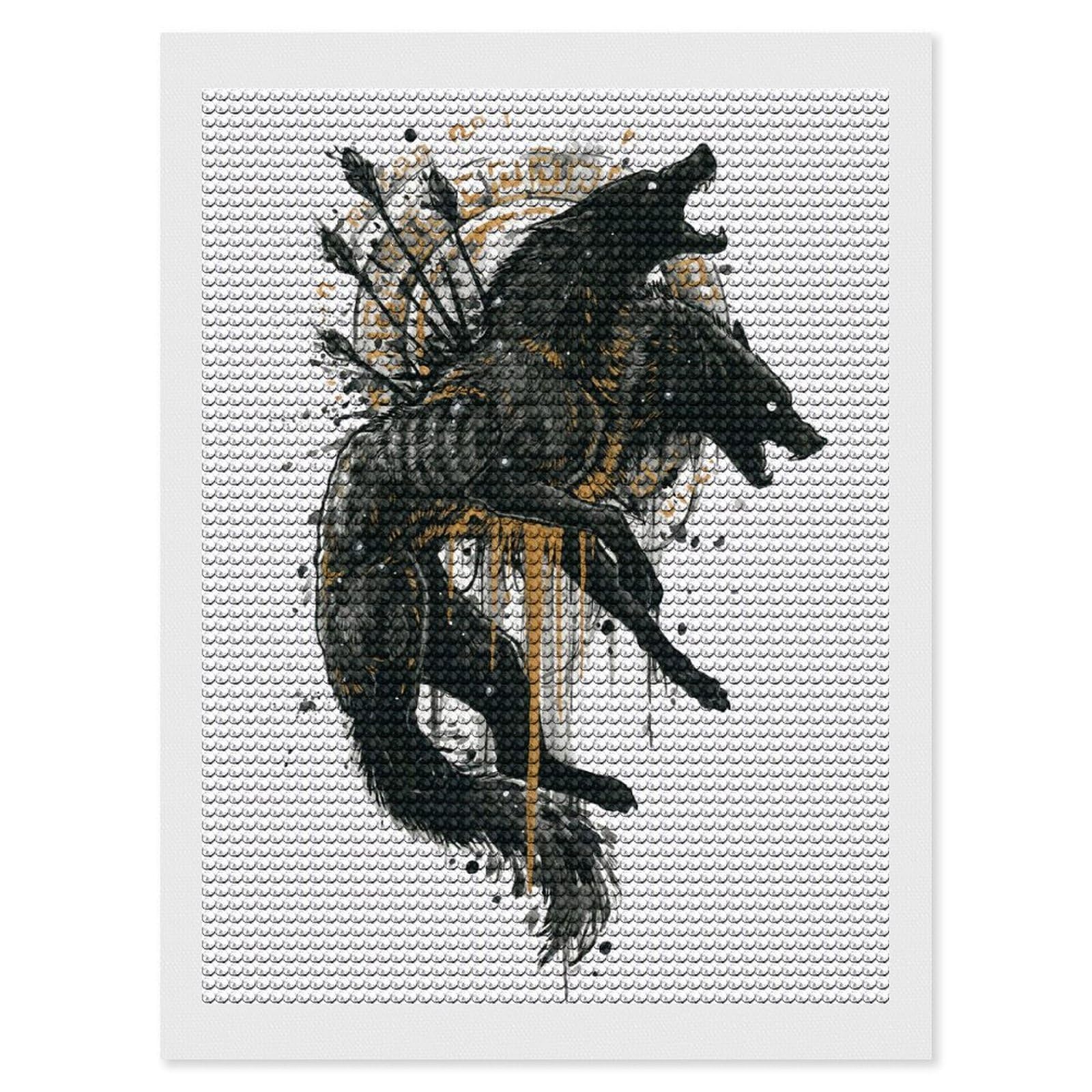 Junmoney Orthrus Crystal Diamond Art Kit 12"x16", Modern Decor, Boho Decor, Wall Art Gift, Decorative Artwork, Creative Hobby
