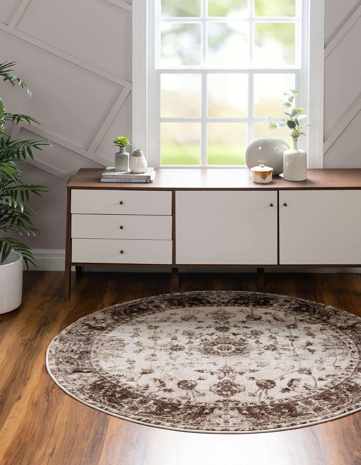 Unique Loom Rushmore Collection Area Rug - Lincoln (3' 3" Round, Cream/ Beige)