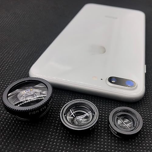 Miniatura 6 de Lente de ojo de pez para cámara de teléfono, lente gran angular 0.63X y lente macro para iPhone, lente de clip universal 3 en 1 para teléfono