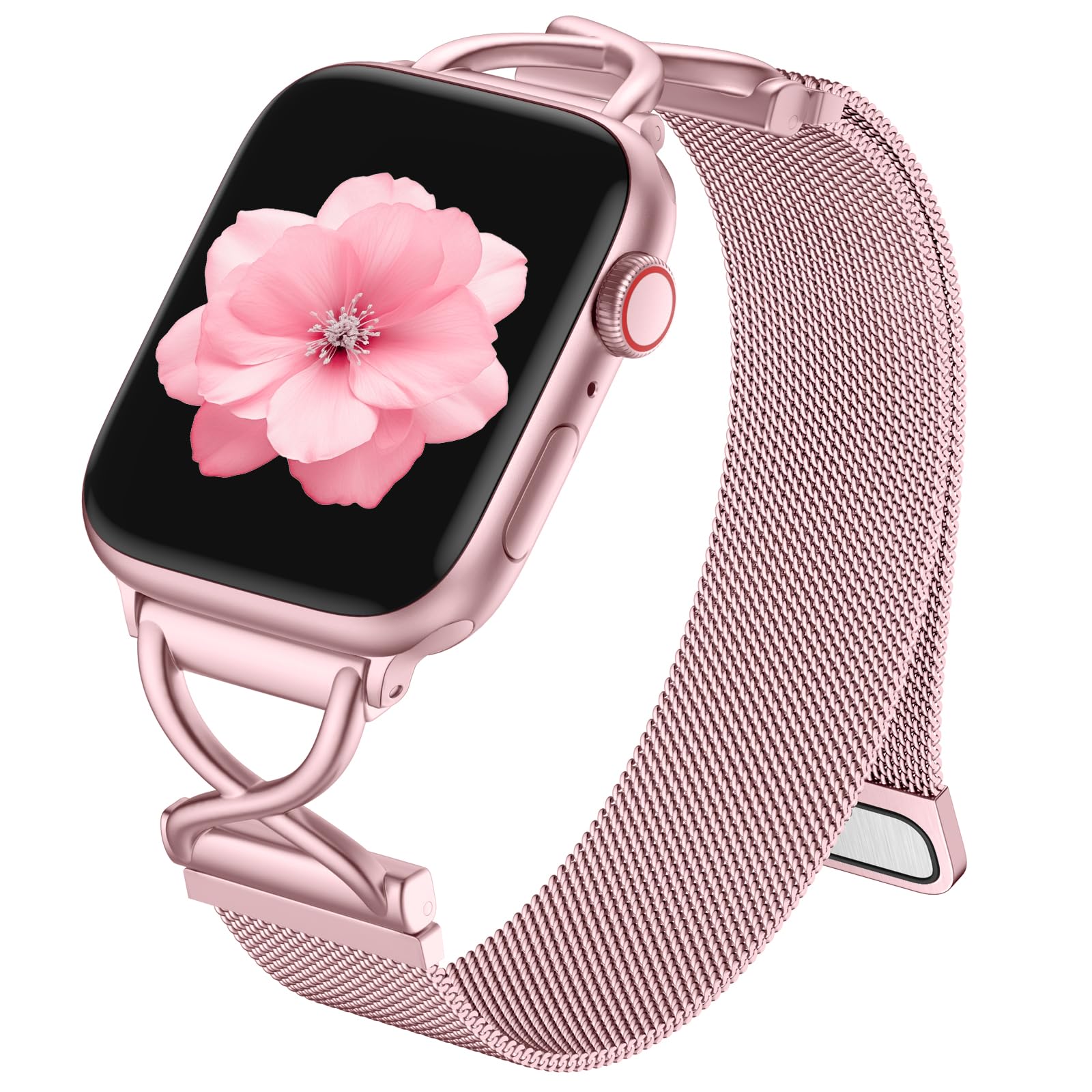 Dirrelo Metal Band Compatible for Apple Watch Bands for Women 40mm 41mm 38mm 42mm 44mm 45mm 46mm 49mm, Mesh Magnetic Strap Stainless Steel Wristband