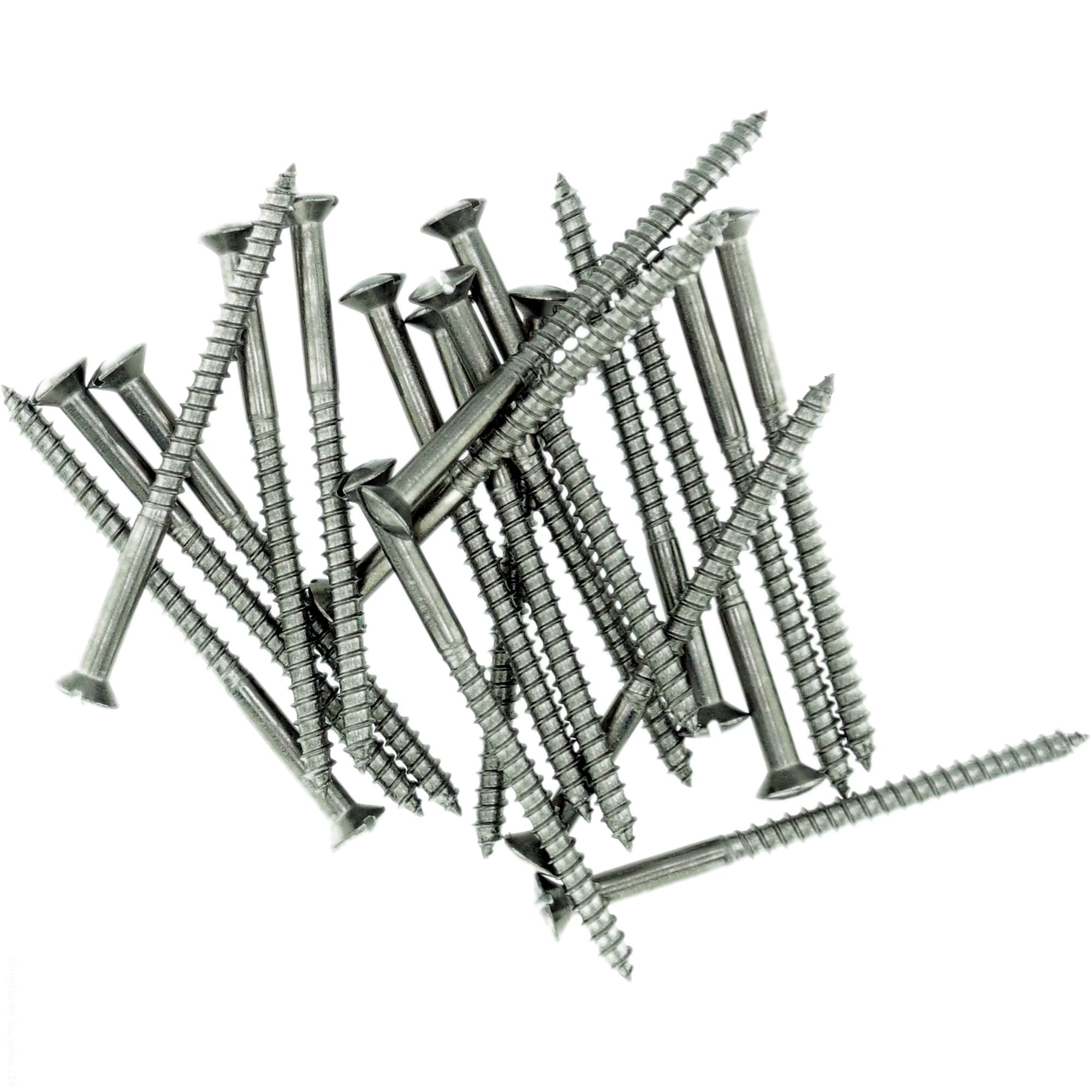 Singularity Supplies No.3 X 0.78 (2.5Mm X 20Mm) Slot Raised Countersunk Wood Screw - Stainless Steel (A2) (Pack Of 20)