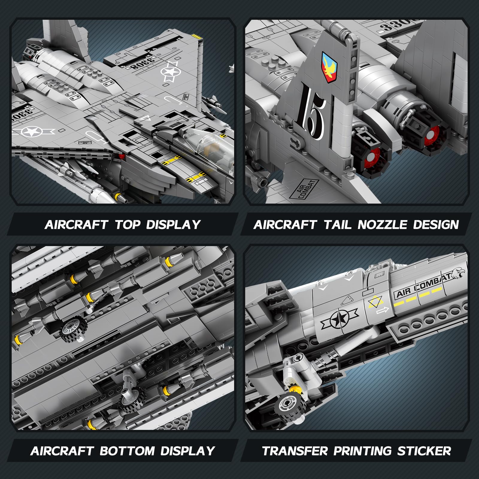 Reobrix F-15E Fighter Bomber - Juego de bloques de construcción para adultos 33034