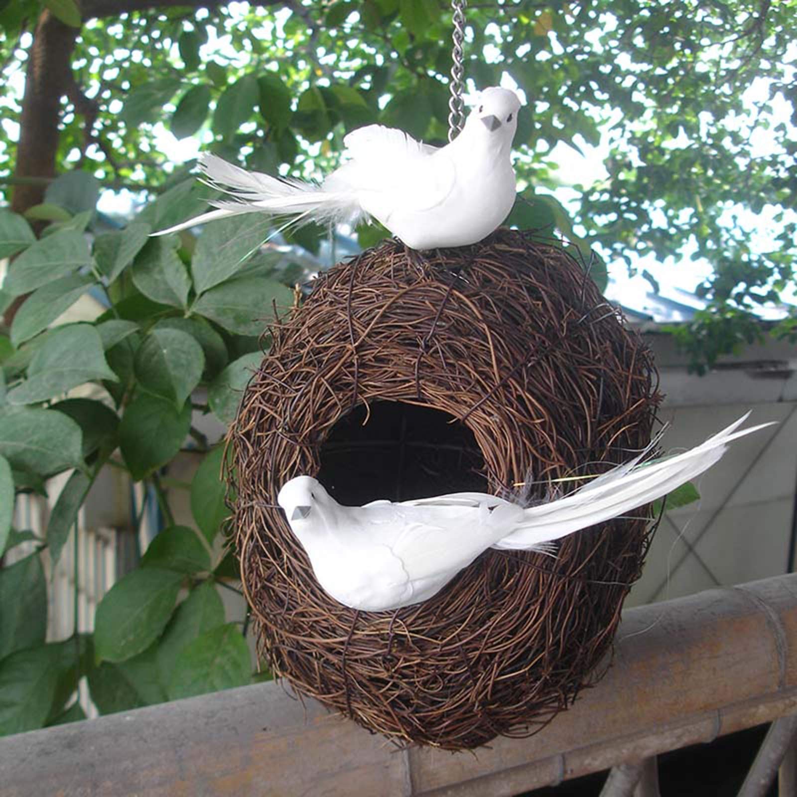 in Fibra Artificiale Cordino a Catena, Casetta per Uccelli Calda da Giardino con Balcone, 30x20 cm (Size : 20x15cm)