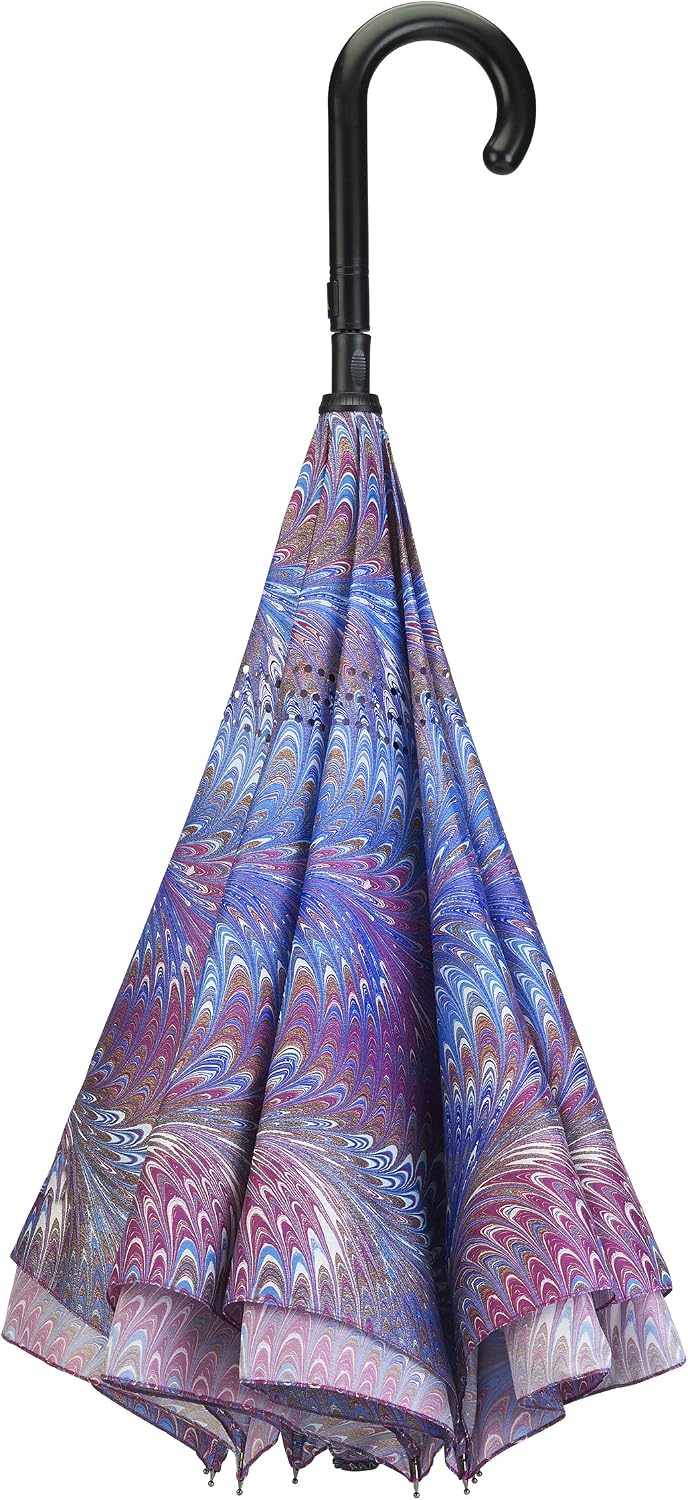 Galleria Reverse Close Stick Umbrella Unicorn Hair Marbling art on both sides.
