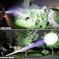 Vista 6 de Linternas LED recargables de alto lúmenes, 90,000 lúmenes, linterna súper brillante con 5 modos e impermeable, potente linterna de mano