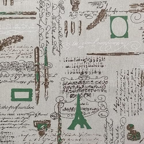 Sheicon The Yard - Tela con estampado de la Torre Eiffel de París, 60 pulgadas de ancho, tela decorativa vintage para proyectos de bricolaje y