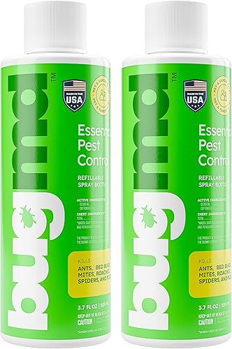 BugMD Concentrado de aceite esencial para control de plagas (3.7 onzas, paquete de 2) – Spray de insectos alimentado por plantas mata rápidamente