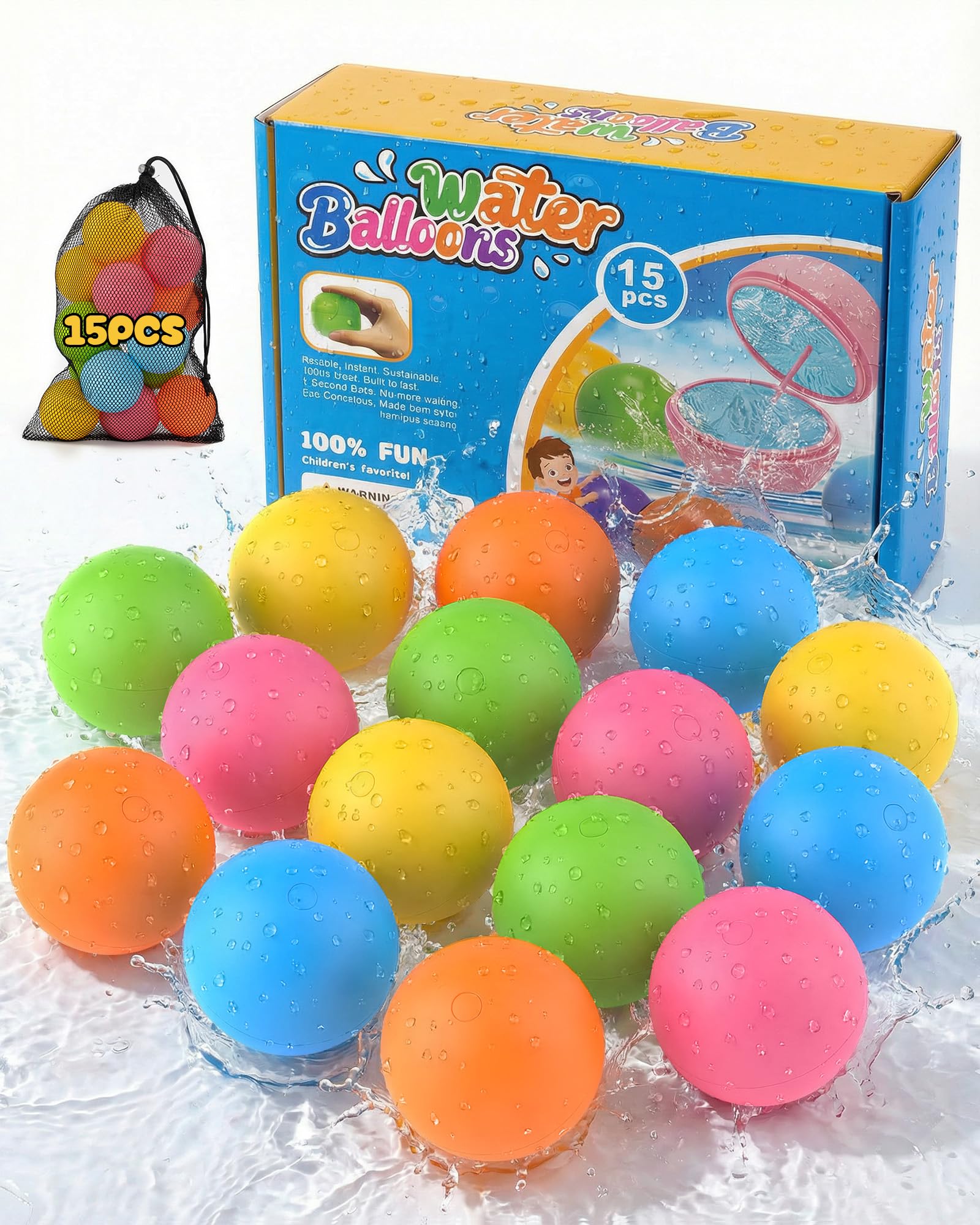 50% Off 15Pcs Reusable Water Balloons for Kids