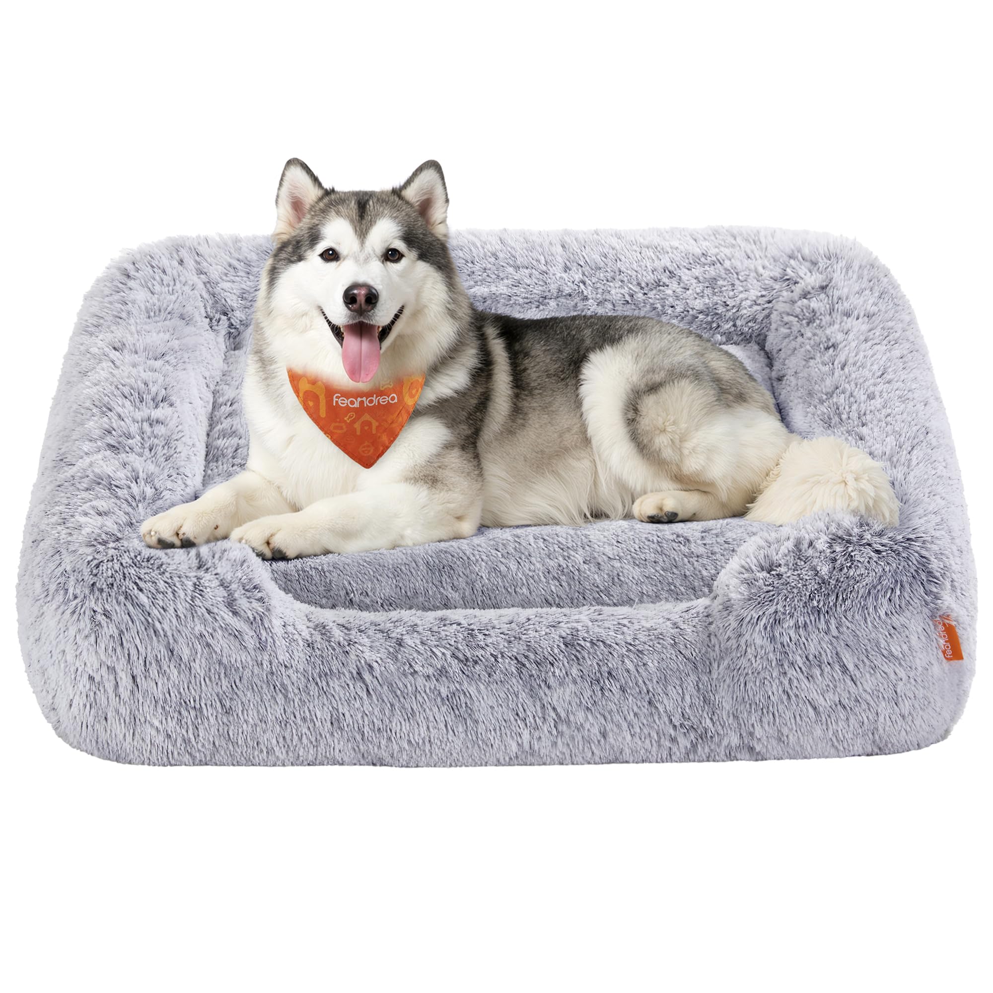 Feandrea Cuccia per Cani, Divano per Cani Extra Grande, 120 x 85 x 23 cm, Cuscino per Animali, Imbottitura Morbida Bordi Rialzati, Sfoderabile e Lavabile, Antiscivolo, Grigio Ombré PGW274GA01