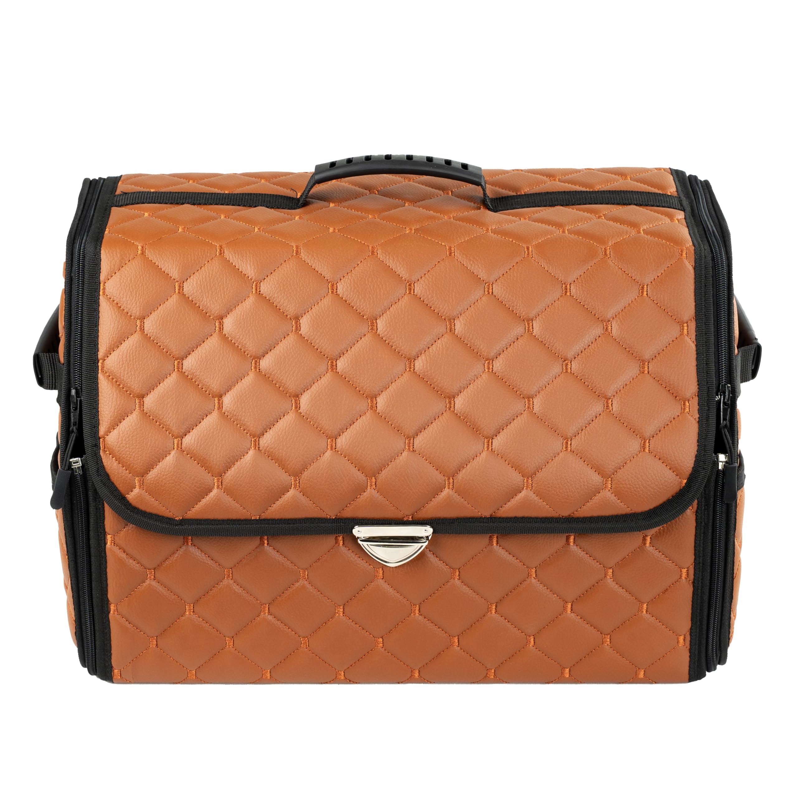 Kofferraum-Organizer aus Leder mit Deckel, faltbarer Auto-Organizer, Trennwand und Kofferraumaufbewahrung mit Taschen, Kofferraum-Organizer, rutschfestes Design (Braun-Schwarz)