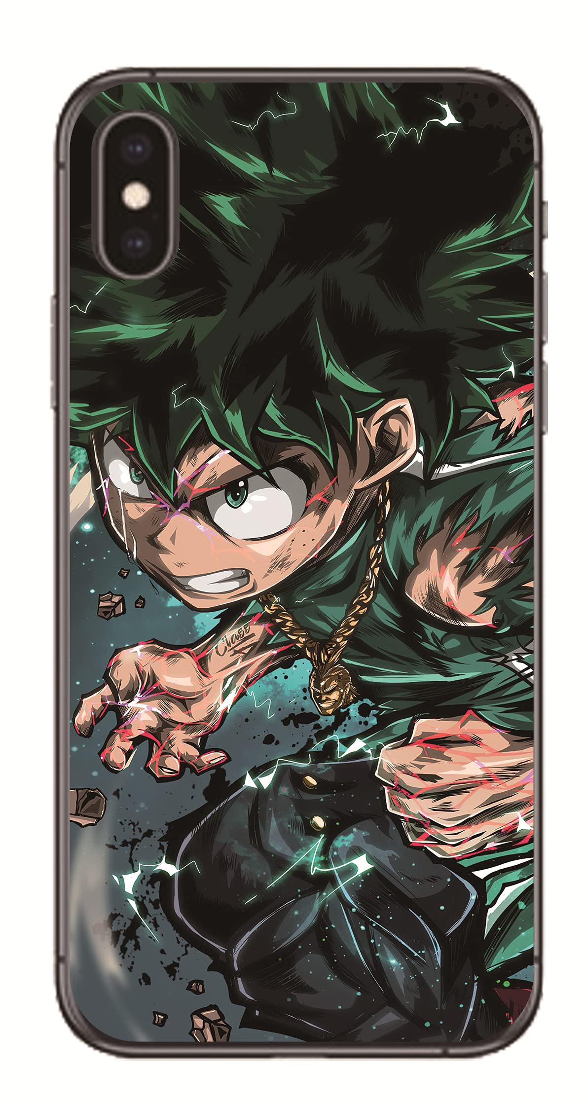 RNGEDG Case for Apple iPhone,My Hero Academia Midoriya Izuku Deku Anime Manga Comic Theme Case with TPU Frame Protective Case (1, iPhone X/XS)