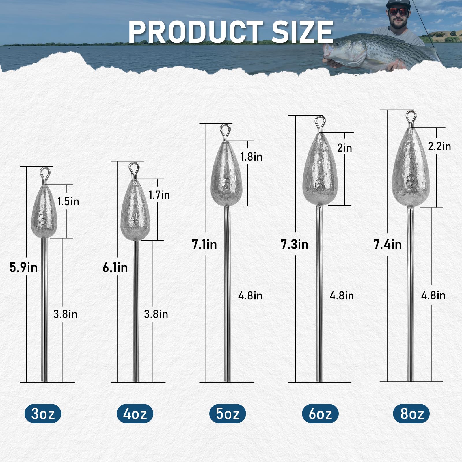 THKFISH 5 plomos de araña de cola larga para pesca de surf, pesos de plomo resistentes para agua salada, plomos de fundición de surf, pesca de gato y aventuras en la playa en arena marina oceánica