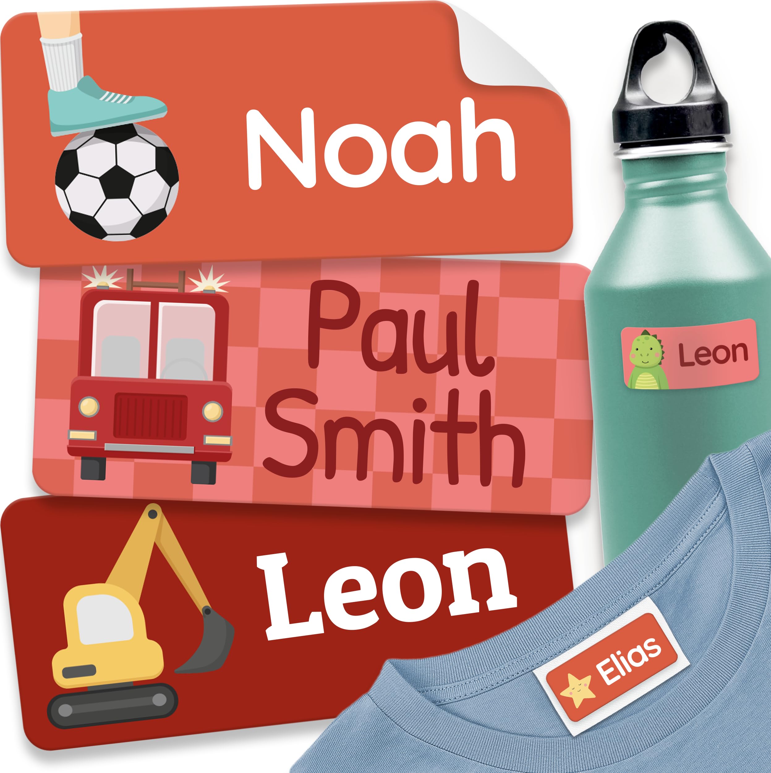60 Stick on Name Labels for Clothes Kids - Personalised Name Tags for Clothes, School and Nursery - Waterproof and No-Iron Name Stickers for Kids