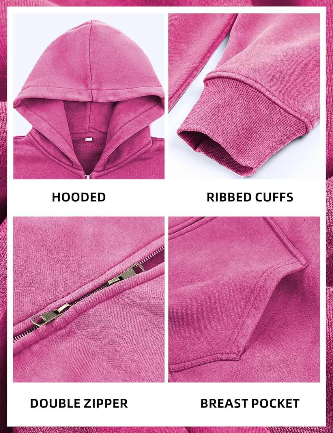 Arssm Mens Oversized Zip Up Hoodies Jackets Fleece Vintage Acid Wash Cotton Heavyweight Distressed Sweatshirt - Image 5