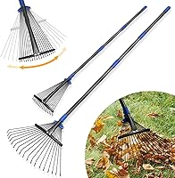 UIABOPZ Adjustable Leaf Rake: Heavy-Duty Metal, 30-60" Telescoping Handle, 8-17" Expandable Head for Lawn, Garden & Yard Cleanup