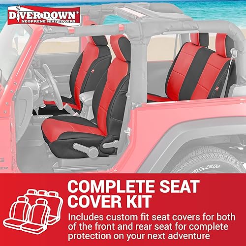 Miniatura 6 de Diver Down Juego de fundas de asiento de neopreno para Jeep JK Wrangler 2007-2018, juego de asiento delantero y trasero, fundas de asiento