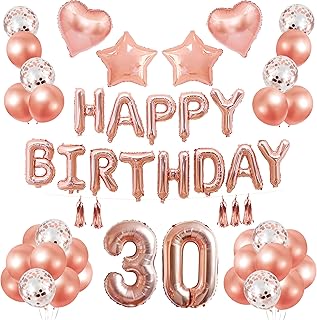 43 Pezzi Oro rosa Palloncini Numeri 30 Compleanno Decorazioni Lattice Palloncini per Matrimonio Festa,Baby Shower, Laurea