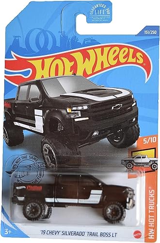 Hot Wheels Chevy Silverado Trail Boss LT '19, [negro] 151/250 Hot Trucks 5/10