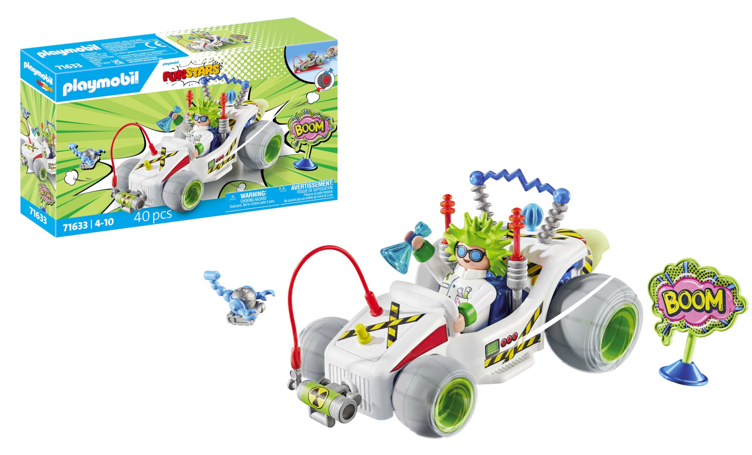 Playmobil 71633 Funstars: Racing Professor, kart with retractable motor